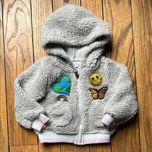 Miki Miette Sherpa Zip Hoodie with Patches 18 months